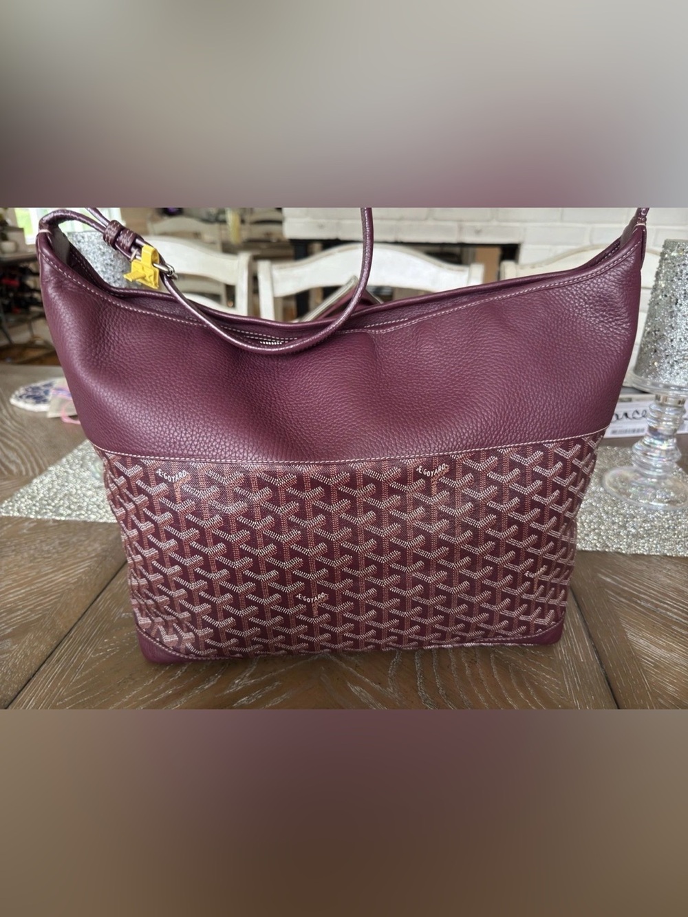 Goyard Grenadine coated hand painted canvas leather shoulder bag